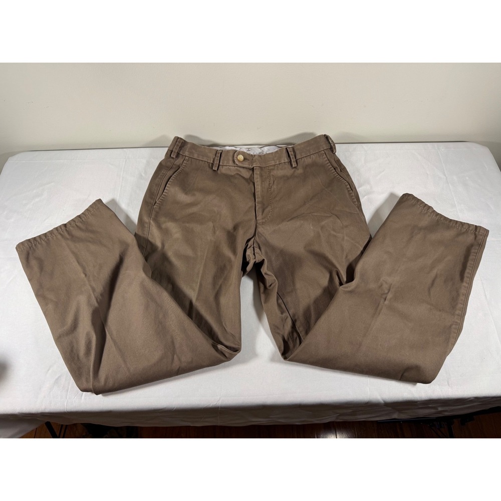 Peter Millar Mens Brown Flat Front Chino Pants Straight Leg Size 32x30